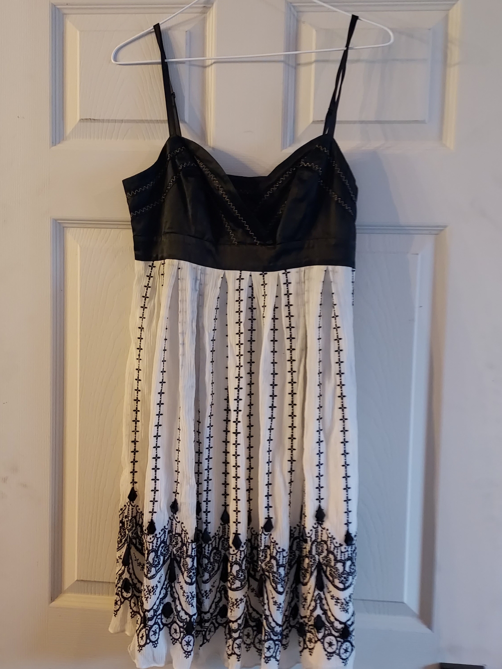 Black & White Spaghetti Strap Embroidered Sundress